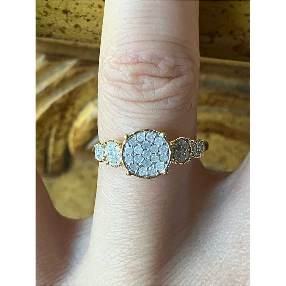 Natural White Diamond Sterling Silver Ring Size 6.75
